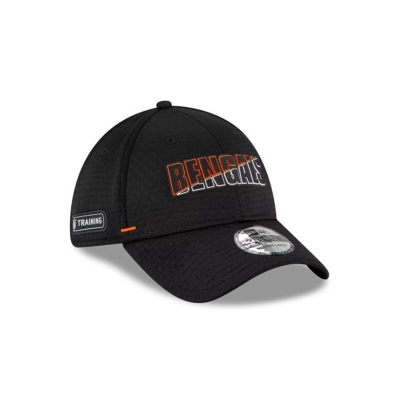 Black Cincinnati Bengals Hat - New Era NFL Official Summer Sideline 39THIRTY Stretch Fit Caps USA6483519